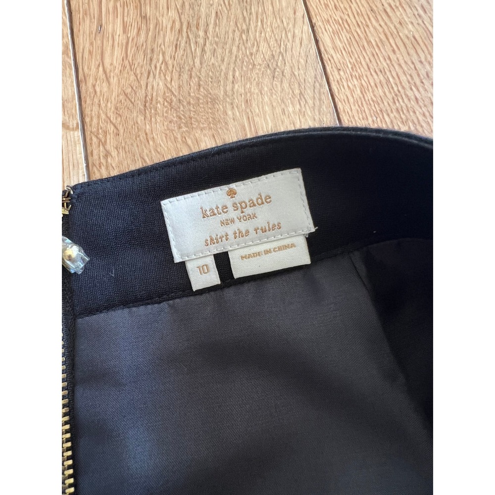 Kate Spade Pencil Skirt Black Zip Back Cotton Viscose Silk Womens Size 10 - Picture 5 of 11